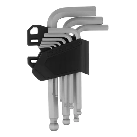 Набор ключей имбусовых, HEX, 1,5-10 мм, CrV, 9 шт., с шаром Сибртех 123627 купить в Уфе