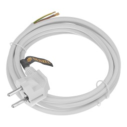 Шнур сетевой Denzel Energy Series, ПВС, 3 м, 3 x 1 мм, с неразборной вилкой, белый, 3 м, 37666