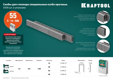 Скобы тип 18GA (55 / 90 / C) 5000 шт 31789-25 купить в Уфе