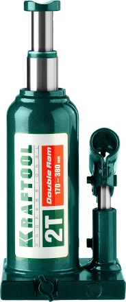 Домкрат гидравлический бутылочный "Double Ram", сварной, телескопический, 2т, 170-380мм, KRAFTOOL 43463-2 43463-2 купить в Уфе