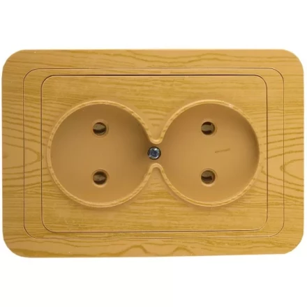 Розетка СВЕТОЗАР &quot;ГАММА&quot; без заземления, двойная, цвет ольха,16А/~250В SV-54102-A купить в Уфе