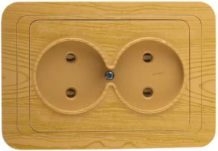 Розетка СВЕТОЗАР &quot;ГАММА&quot; без заземления, двойная, цвет ольха,16А/~250В SV-54102-A купить в Уфе