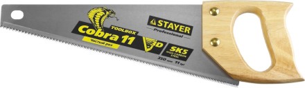 Ножовка многоцелевая компактная (пила) COBRA TOOLBOX 350 мм,11 TPI, прямой мелкий зуб, точный рез вдоль и поперек волокон разных материалов, STAYER 1515-35 купить в Уфе