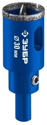 ЗУБР АГК d 30 мм (центр. сверло, трехгр. хвост, Р60), Алмазная коронка, Профессионал (29850-30) купить в Уфе
