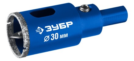 ЗУБР АГК d 30 мм (центр. сверло, трехгр. хвост, Р60), Алмазная коронка, Профессионал (29850-30) купить в Уфе