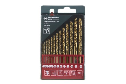 Набор сверл HAMMER No3 13шт. 1,5-6,5мм купить в Уфе