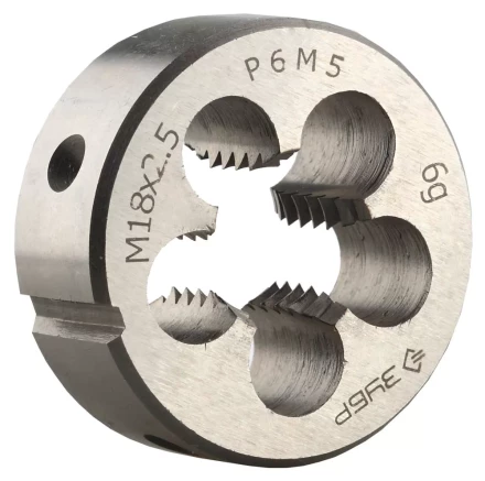 Плашка ЗУБР "ЭКСПЕРТ" круглая машинно-ручная для нарезания метрической резьбы, М18 x 2,5 4-28023-18-2.5 купить в Уфе