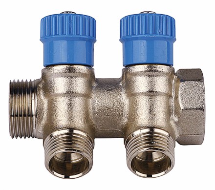 Коллектор GENERAL FITTINGS для холодной воды, вентили, никелированная латунь, вход 3/4&quot; - 4 выхода 1/2&quot; 51046-3/4-1/2-CT4 купить в Уфе