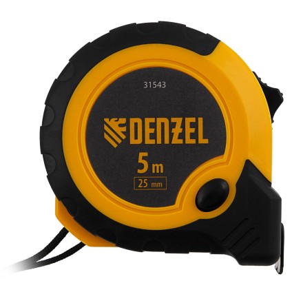 Рулетка Denzel 5м х 25мм, двухкомп. корпус, кнопка-пауза, 31543 купить в Уфе