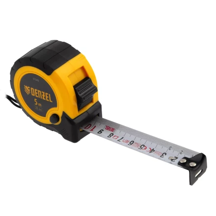 Рулетка Denzel 5м х 25мм, двухкомп. корпус, кнопка-пауза, 31543 купить в Уфе