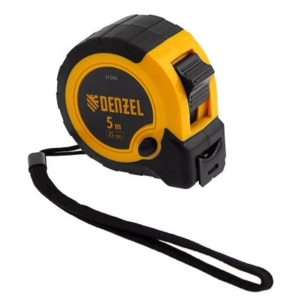 Рулетка Denzel 5м х 25мм, двухкомп. корпус, кнопка-пауза, 31543 купить в Уфе