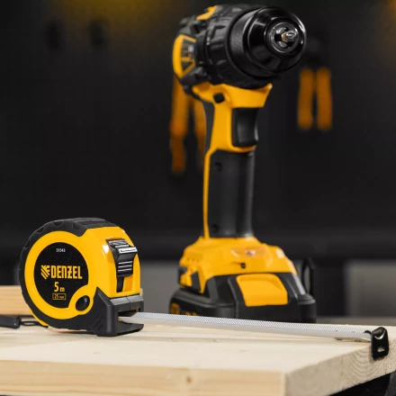 Рулетка Denzel 5м х 25мм, двухкомп. корпус, кнопка-пауза, 31543 купить в Уфе