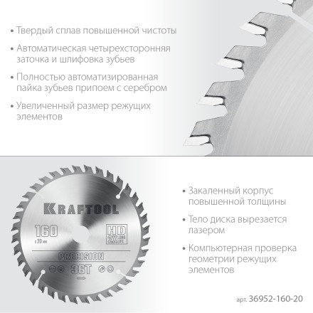 Диск пильный PRECISION, повышенный ресурс 36952-160-20 купить в Уфе