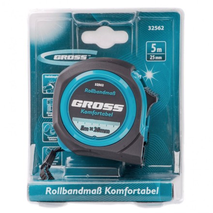 Рулетка Komfortabel 5 м х 25 мм обрезиненный корпус Gross 32562 купить в Уфе