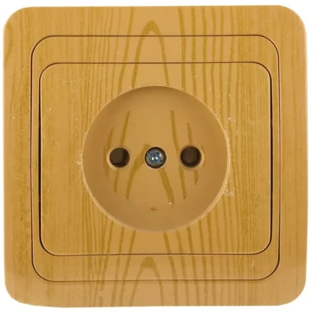 Розетка СВЕТОЗАР &quot;ГАММА&quot; без заземления, одинарная, цвет ольха, 16А/~250В SV-54100-A купить в Уфе