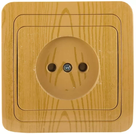 Розетка СВЕТОЗАР &quot;ГАММА&quot; без заземления, одинарная, цвет ольха, 16А/~250В SV-54100-A купить в Уфе