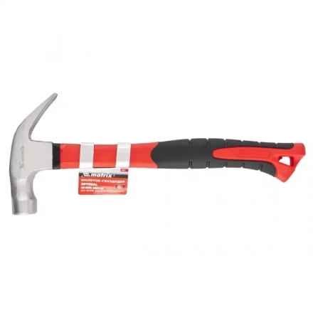 Молоток-гвоздодер &#039;&#039;optimal&#039;&#039; 450 г боек c магнитом фибергласовая обрезиненная рукоятка MATRIX 10454 купить в Уфе