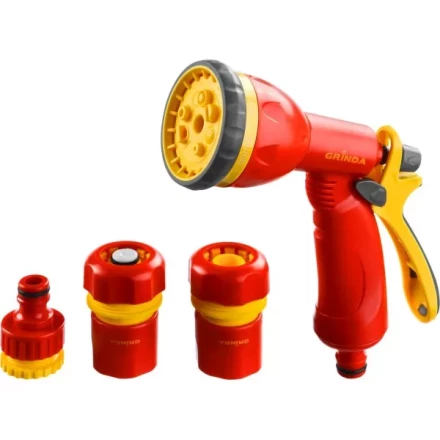 Набор GRINDA поливочный: Распылитель пистолетный 8 позиционный, соединитель 1/2&quot;, соединитель 1/2&quot; с автостопом, адаптер внешний 1/2&quot;-3/4&quot; 8-427383_z02 купить в Уфе