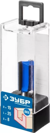 ЗУБР 15 x 25 мм, хвостовик 8 мм, фреза пазовая прямая, Профессионал (28753-15-25) купить в Уфе