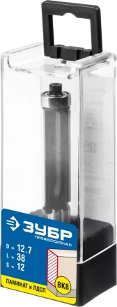 ЗУБР 12.7 x 38 мм, хвостовик 12 мм, фреза кромочная с нижним подшипником, Профессионал (28783-12.7-38-12) купить в Уфе