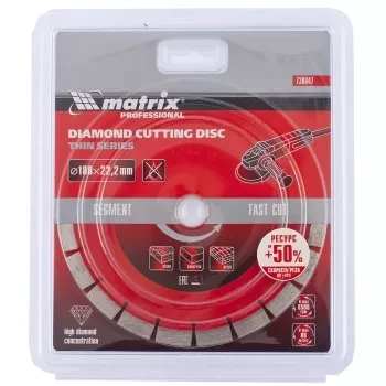 Диск алмазный отрезной сегментный ф180х22,2мм тонкий сухое резание MATRIX Professional 730647 купить в Уфе