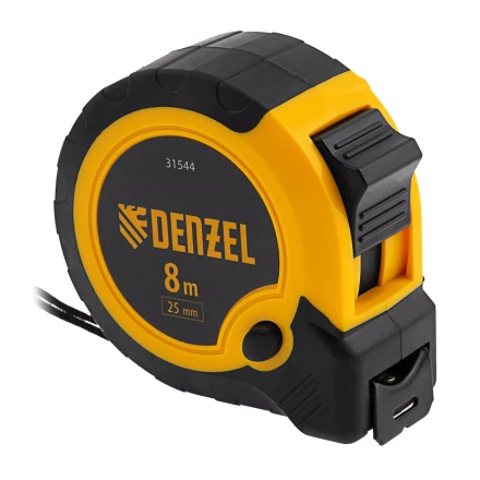 Рулетка Denzel 8м х 25мм, двухкомп. корпус, кнопка-пауза, 31544 купить в Уфе
