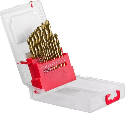 Набор свёрл по металлу с покр. нитрид титана ЗУБР ТИТАН, 29617-H19, в пласт боксе, HSS 1-10мм, 19 шт 29617-H19 купить в Уфе