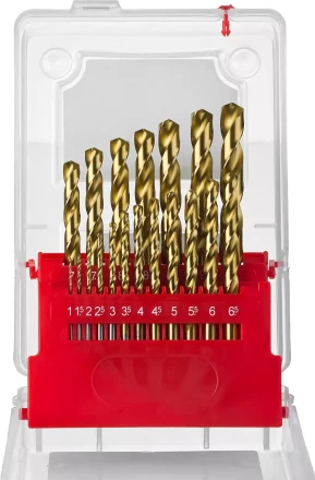 Набор свёрл по металлу с покр. нитрид титана ЗУБР ТИТАН, 29617-H19, в пласт боксе, HSS 1-10мм, 19 шт 29617-H19 купить в Уфе