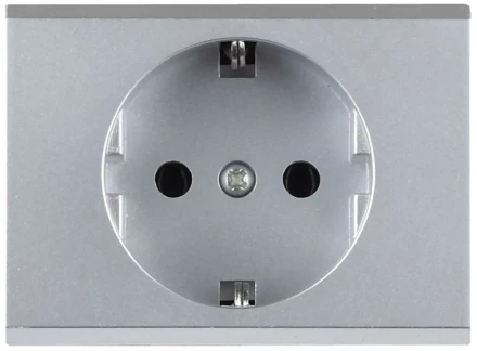 Розетка СВЕТОЗАР &quot;ЭФФЕКТ&quot; с заземлением, одинарная, без вставки и рамки, светло-серый металлик, 16А/~250В SV-54400-SM купить в Уфе