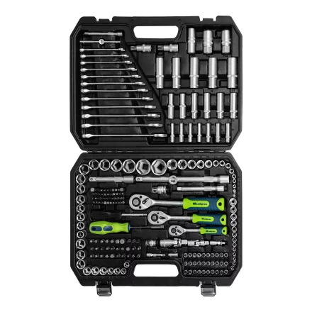 Набор инструментов Сибртех 14170, 1/2&quot;, 3/8&quot;, 1/4&quot;, пластиковый кейс 215 предм. купить в Уфе