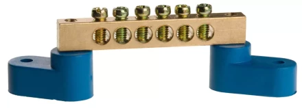 Шина СВЕТОЗАР нулевая на 2-х угловых изоляторах, поворотная,макс. ток 100А, 5,2мм, 6 полюсов 49809-06 купить в Уфе