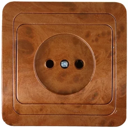 Розетка СВЕТОЗАР &quot;ГАММА&quot; без заземления, одинарная, цвет орех, 16А/~250В SV-54100-N купить в Уфе