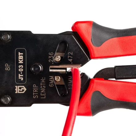 Кримпер многофункциональный КВТ JT-03 с 3 встроенными модулями для обжима RJ-45, RJ-12, RJ-11 (79759) купить в Уфе