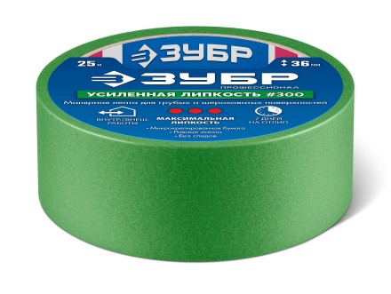 ЗУБР №300 36 мм х 25 м, для грубых и шероховатых поверхностей, малярная лента, Профессионал (12143-36) купить в Уфе