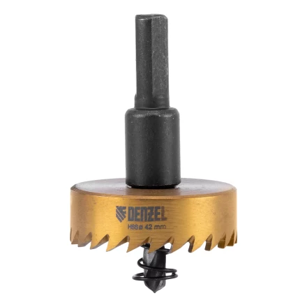 Коронка по металлу HSS, 42 мм, нитридтитановое покрытие Denzel 724114 купить в Уфе