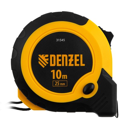 Рулетка Denzel 10м х 25мм, двухкомп. корпус, кнопка-пауза 31545 купить в Уфе