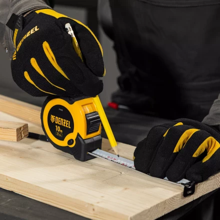 Рулетка Denzel 10м х 25мм, двухкомп. корпус, кнопка-пауза 31545 купить в Уфе