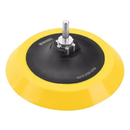 Тарелка опорная для дрели и УШМ с липучкой Denzel, 150 мм, мягкая, с адаптером c М14 на d8, 76249 купить в Уфе