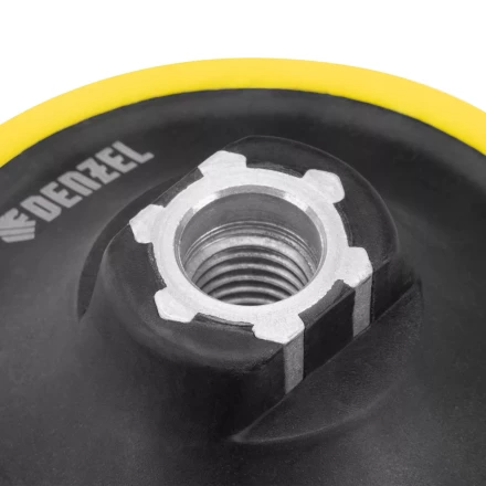 Тарелка опорная для дрели и УШМ с липучкой Denzel, 150 мм, мягкая, с адаптером c М14 на d8, 76249 купить в Уфе