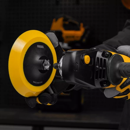 Тарелка опорная для дрели и УШМ с липучкой Denzel, 150 мм, мягкая, с адаптером c М14 на d8, 76249 купить в Уфе