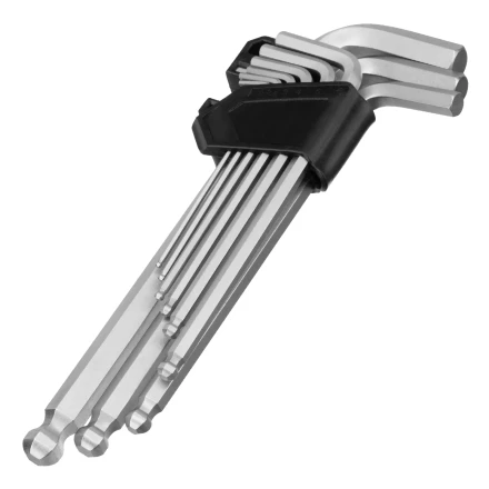 Набор ключей имбусовых Сибртех, HEX, 2-12 мм, CrV, 9 шт., удлиненные, с шаром, 123657 купить в Уфе