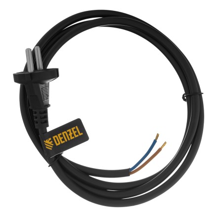 Шнур сетевой Denzel Energy Series, ПВС, 1,5 м, 2 x 1,5 мм, с неразборной вилкой, черный, 3 м, 37669 купить в Уфе