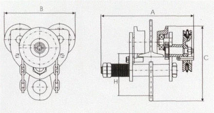 Тележка для тали с цепным приводом GCL610 LB г-п 5 тонн H=3 метра купить в Уфе