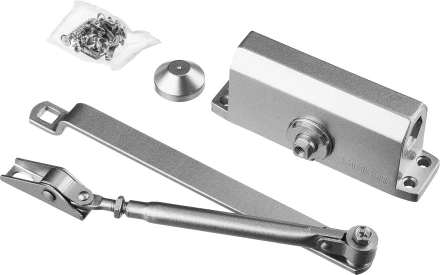 Доводчик дверной STAYER, для дверей массой до 80 кг, цвет серебро 37915-80 купить в Уфе