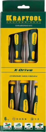 Набор отверток X-Drive, KRAFTOOL 250081-H6, Cr-Mo-V сталь, 6шт 250081-H6 купить в Уфе