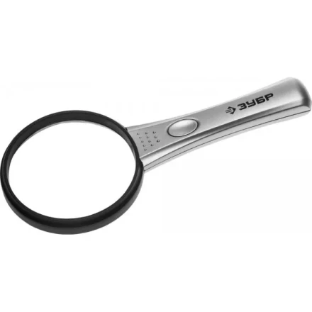 Лупа ЗУБР &quot;МАСТЕР&quot;, светодиодная подсветка, 3-х/5-х кратное увеличение, диаметр линзы 75мм 40541-75 купить в Уфе