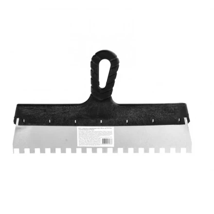 Шпатель из нержавеющей стали 350 мм зуб 10 х 10 мм пластмассовая ручка 85131 купить в Уфе