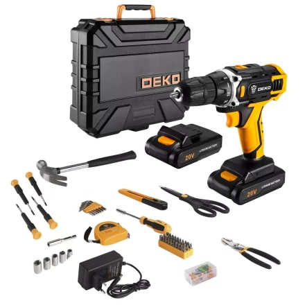 Дрель аккумуляторная DEKO DKCD20FU-Li, 063-4178 + набор 104 аксессуара купить в Уфе