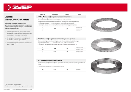 ЗУБР ПВЛ, 12 x 0.75 мм, 25 м, цинк, перфорированная вентиляционная лента прямая (310247-12-75) купить в Уфе
