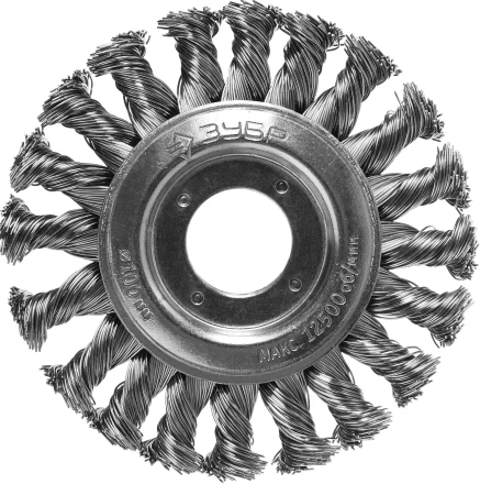 ЗУБР &quot;ПРОФЕССИОНАЛ&quot;. Щетка дисковая для УШМ, плетеные пучки стальной проволоки 0,5мм, 100х22мм 35190-100_z02 купить в Уфе